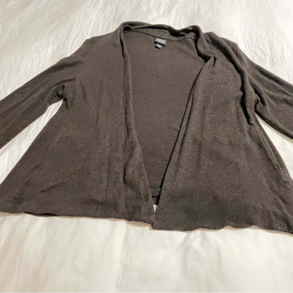 Eileen Fisher Cardigan Sweater Petite Size PM Brown Open Front 100% Viscose - Picture 13 of 14